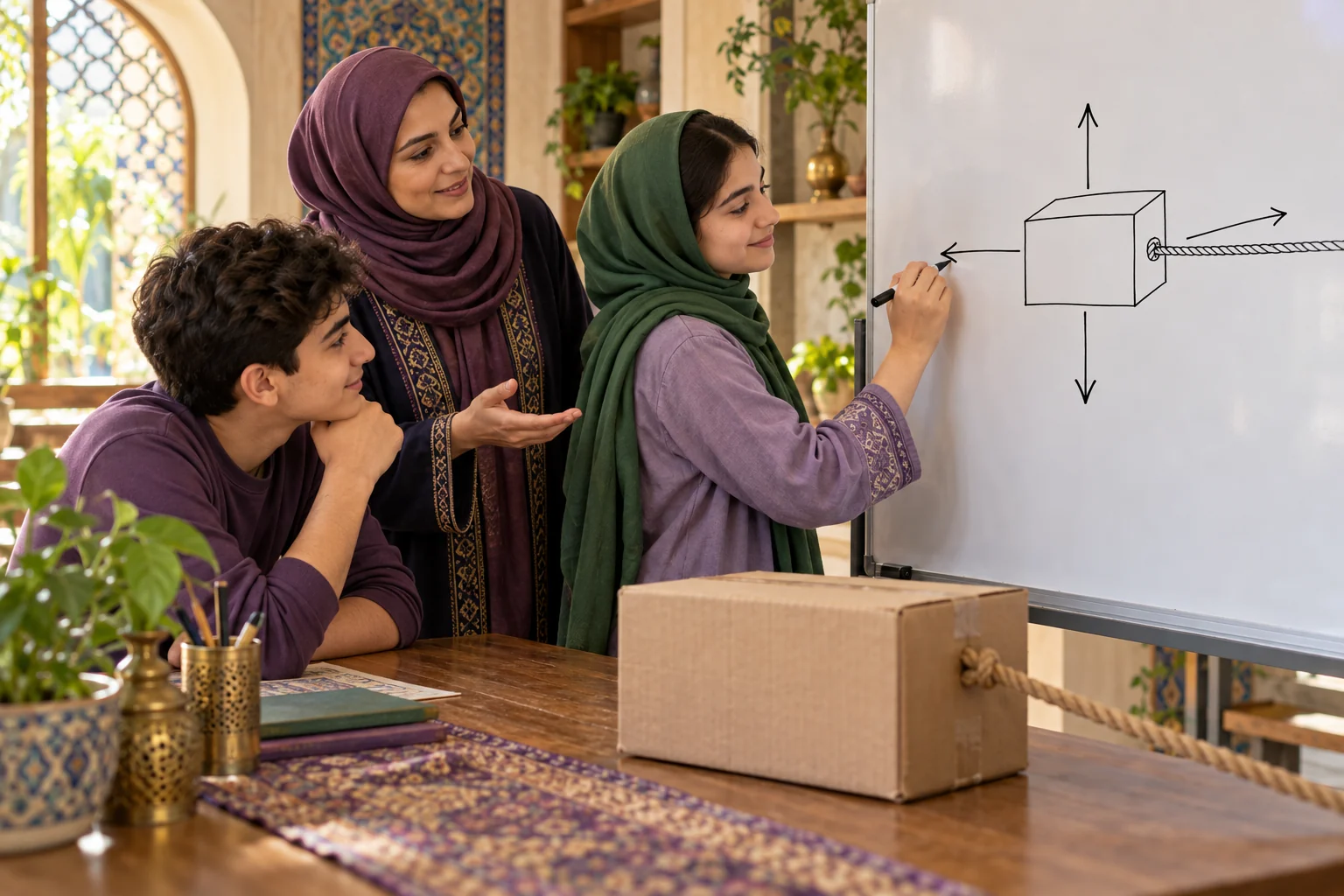 عکس بازسازیشدهٔ توضیح مدل نیروها برای یک جعبهٔ سبک