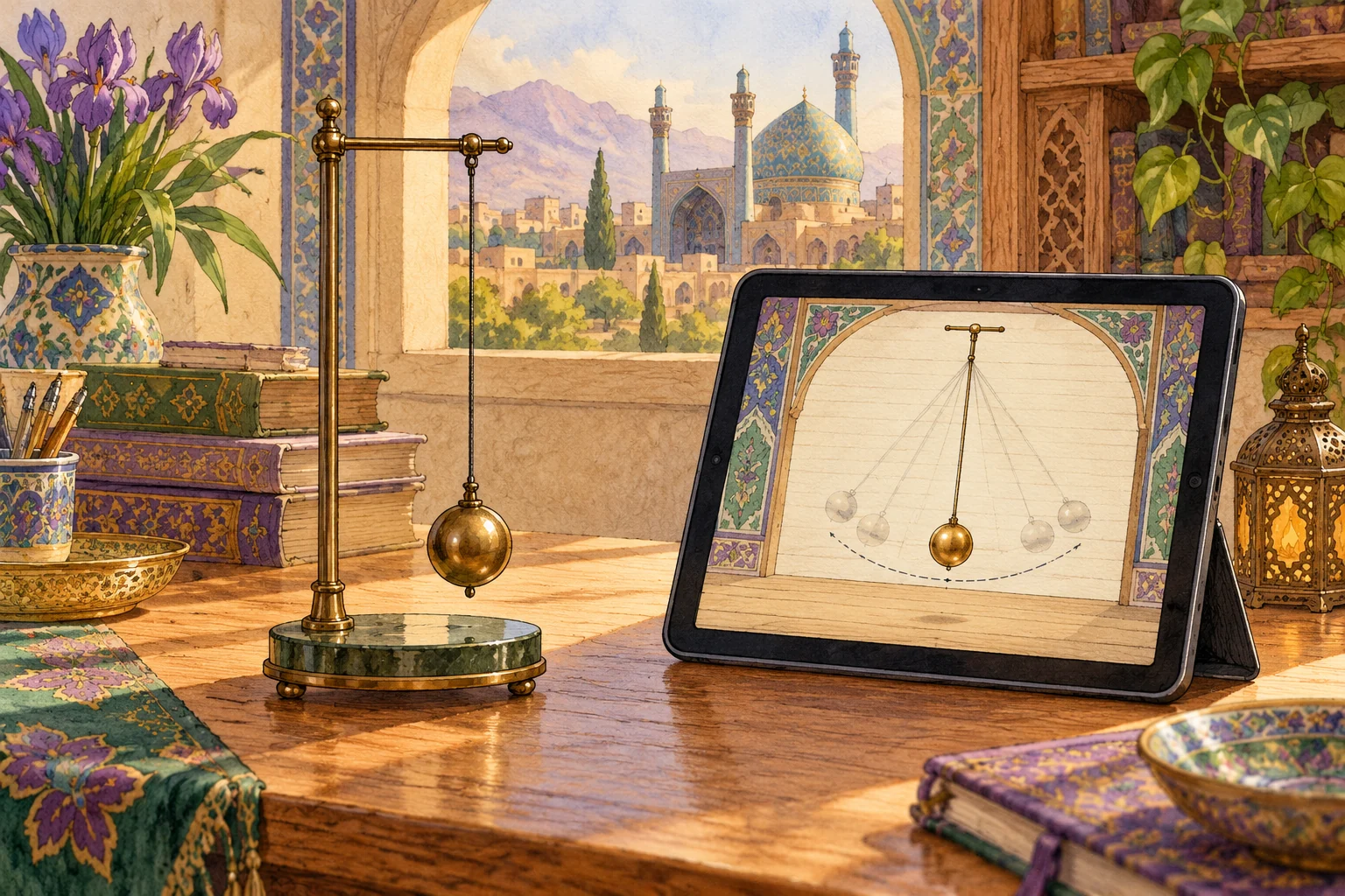 تصویرسازی مقایسهٔ آونگ واقعی و مدل دیجیتال آن