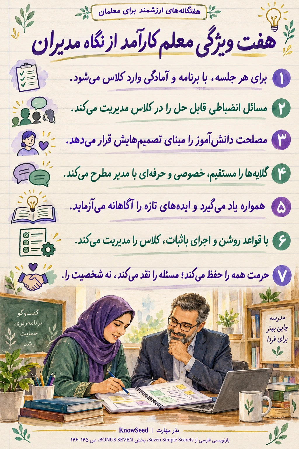 معلم کارآمد از نگاه مدیران؛ هفت نکتهٔ دست‌نویس